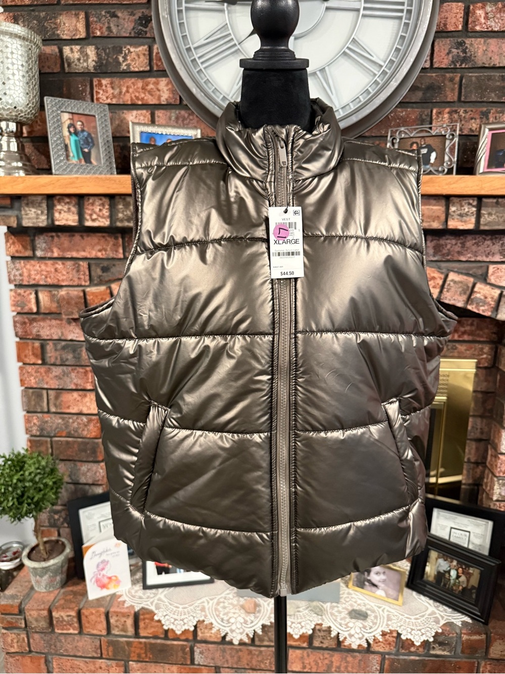 Ideology Women’s Puffer Vest - Metallic Brown/Olive, XLarge